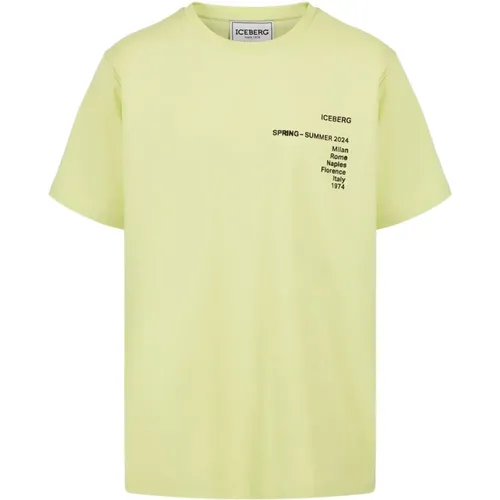 Gelbes T-Shirt mit Logo-Print , Herren, Größe: M - Iceberg - Modalova