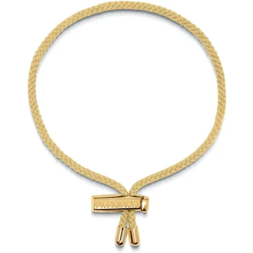 Men's Beige String Bracelet with Adjustable Gold Lock - Nialaya - Modalova