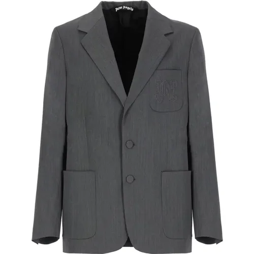 Grey Jacket with Peak Lapel , male, Sizes: L, XL - Palm Angels - Modalova