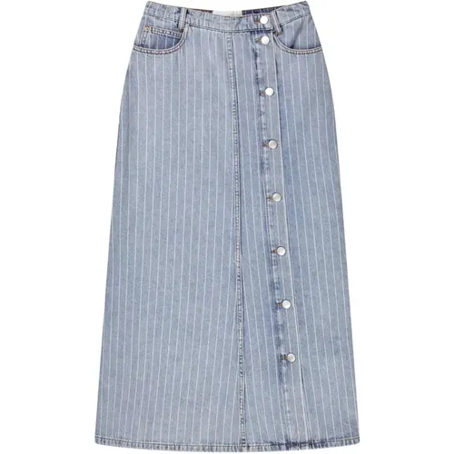 Denim Skirt with Elegant Pin Stripes , female, Sizes: 2XS, XL, XS, L, 2XL - Munthe - Modalova