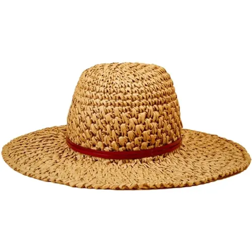 Wide Brim Straw Hat with Leather Strap , female, Sizes: ONE SIZE - Liviana Conti - Modalova