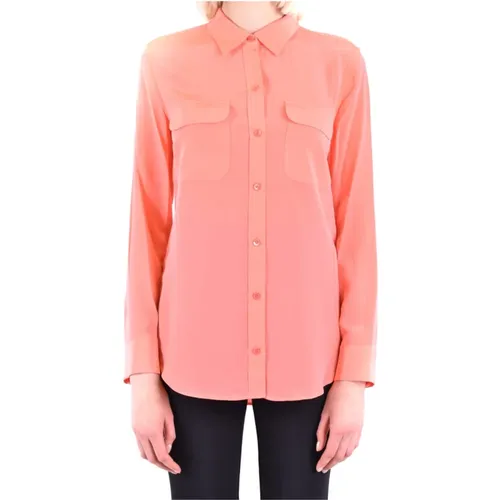 Luxury Silk Shirt in Melon Color , female, Sizes: XS - Equipment - Modalova