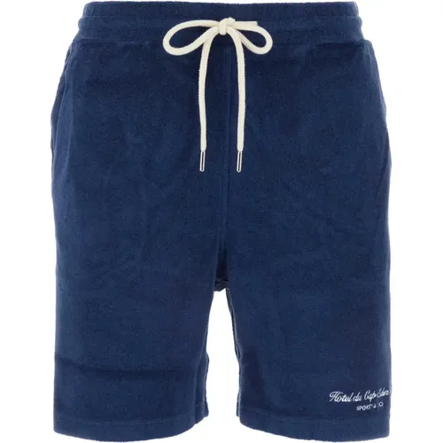 Blaue Terry Cursive Shorts , Damen, Größe: S - Sporty & Rich - Modalova