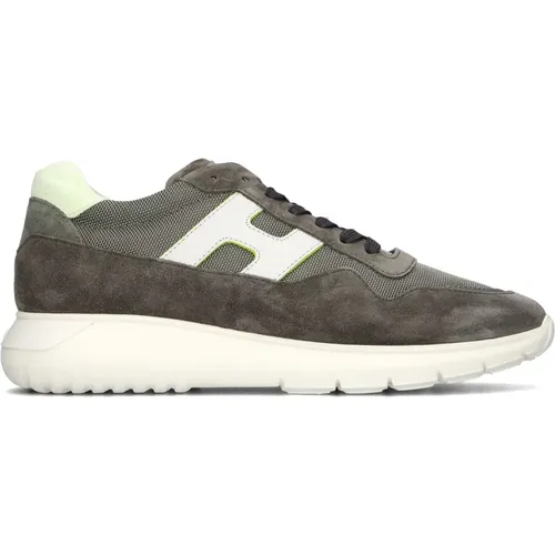 Grüne Wildleder Mesh Low Sneakers , Herren, Größe: 45 EU - Hogan - Modalova