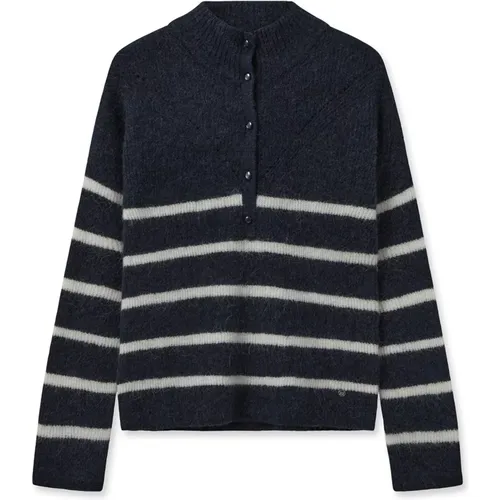 Thora Stripe Knit Sweater Navy , female, Sizes: S, L, XS - MOS MOSH - Modalova