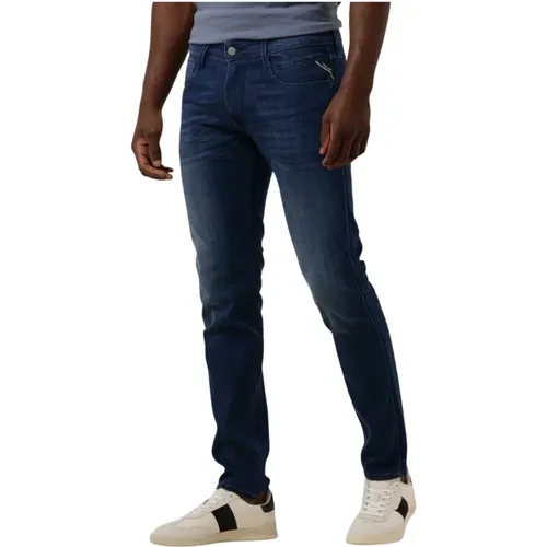 Slim Fit Blaue Jeans Anbass Pants , Herren, Größe: W30 L34 - Replay - Modalova