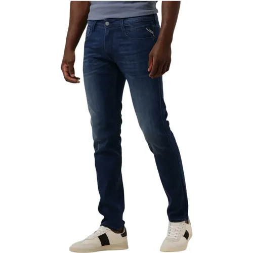 Slim Fit Blaue Jeans Anbass Pants , Herren, Größe: W36 L34 - Replay - Modalova