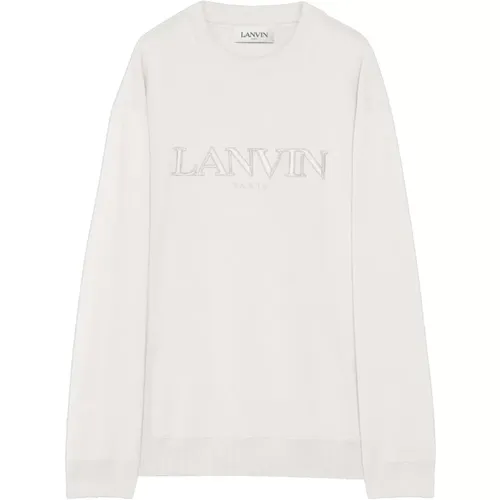 Beiger Sweatshirt Oversize Baumwolle Logo , Herren, Größe: L - Lanvin - Modalova