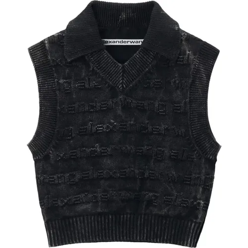 Intarsia Vest French Collar , female, Sizes: M - alexander wang - Modalova