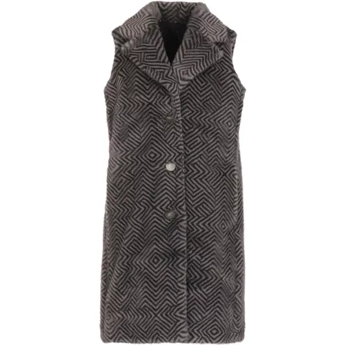 Geometric Pattern Faux Fur Vest , female, Sizes: XS, S - RRD - Modalova