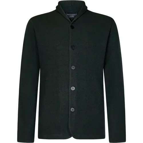 Grüne Woll Baumwolle Jacke Regular Fit , Herren, Größe: M - Emporio Armani - Modalova