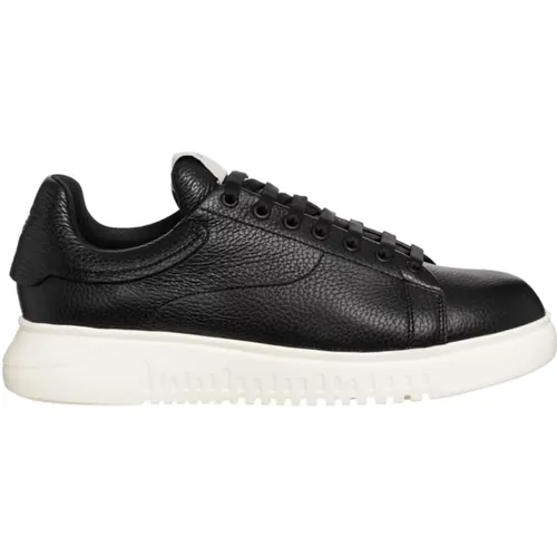 Schwarze Sneakers Hergestellt in Italien , Herren, Größe: 42 EU - Emporio Armani - Modalova