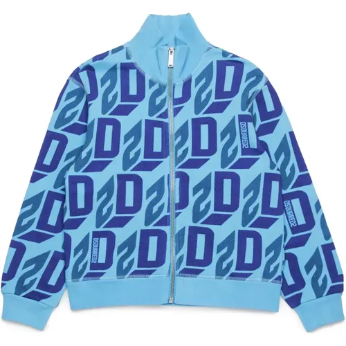 Sweatshirt mit Reißverschluss und 3D-Effekt-Logo - Dsquared2 - Modalova