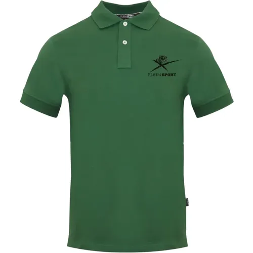 Button-Fastened Cotton Blend Polo Shirt , male, Sizes: M, S, XL, 2XL - Plein Sport - Modalova
