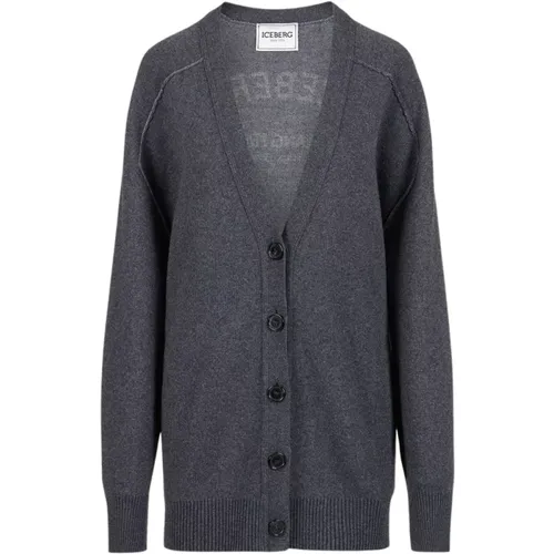 Wollmischung Cardigan mit Logo - Iceberg - Modalova