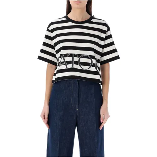 Striped Cropped T-Shirt , female, Sizes: M - Patou - Modalova