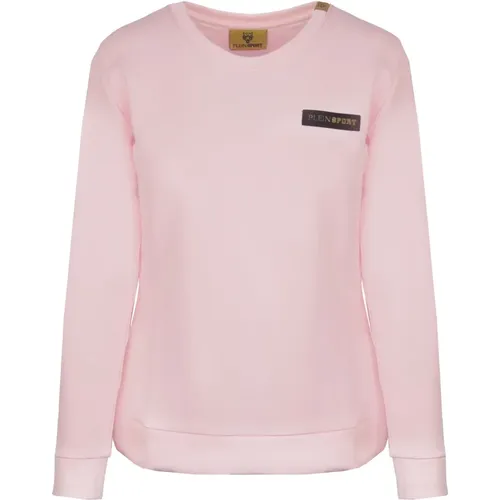 Sportlicher Sweatshirt Rundhals Baumwolle Elasthan , Damen, Größe: L - Plein Sport - Modalova