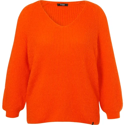 Raglan V-Ausschnitt Pullover , Damen, Größe: 4XL - Frapp - Modalova