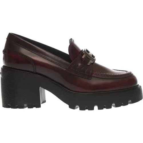 Bordeaux Leather Loafers Aw23 , female, Sizes: 7 UK, 3 UK - Hogan - Modalova