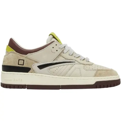 Beige Leder Sneakers mit Wildleder Einsätzen , Herren, Größe: 41 EU - D.A.T.E. - Modalova