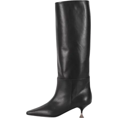 Nancy Leather Sculpture Heel Boots , female, Sizes: 4 UK, 5 UK, 6 UK, 7 UK, 3 UK - 3Juin - Modalova