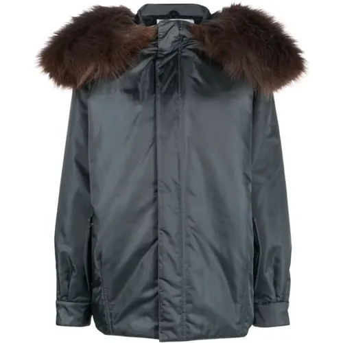 Puff Sleeve Nylon Coat with Removable Faux Fur Collar , female, Sizes: M, S - Alaïa - Modalova
