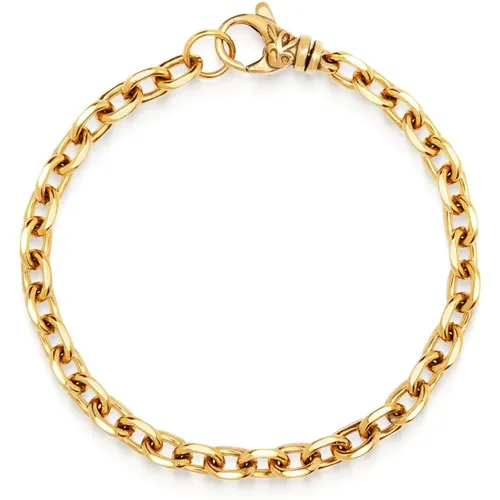 Men's Gold 4mm Cable Chain Bracelet , Herren, Größe: L - Nialaya - Modalova