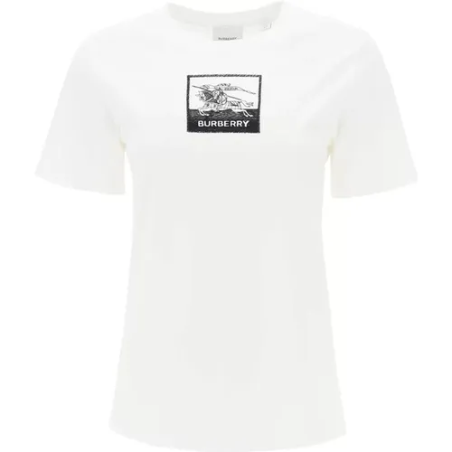 Margot T-Shirt with EKD Embroidery , female, Sizes: XS - Burberry - Modalova