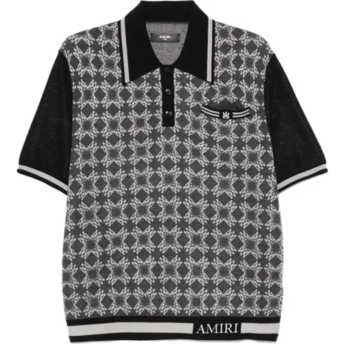 Monogram Knit Polo Grey , male, Sizes: L - Amiri - Modalova