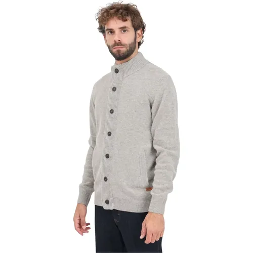 Beiger Cardigan mit Alcantara Ellenbogen Patches , Herren, Größe: M - Barbour - Modalova