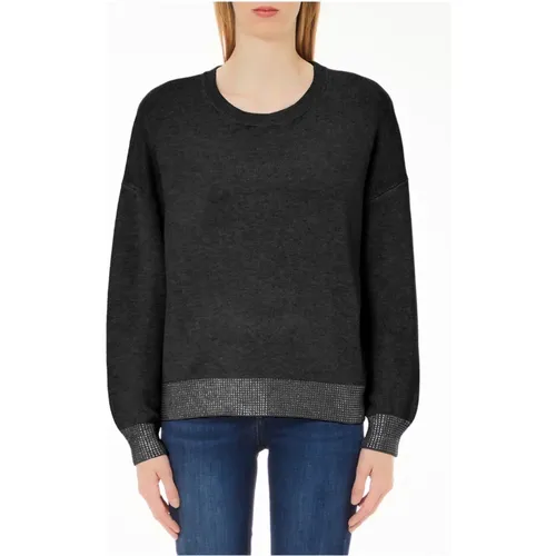 Schicker schwarzer Pullover mit Strassdetails , Damen, Größe: S - Liu Jo - Modalova