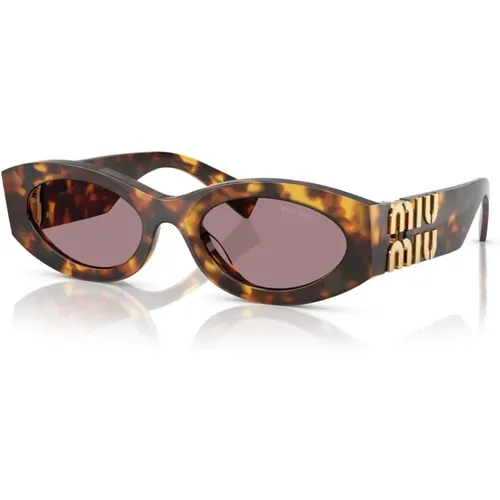 Havana Honey Sunglasses with Light Purple Lenses , female, Sizes: 54 MM - Miu Miu - Modalova