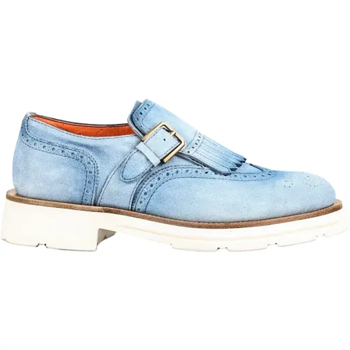 Italian Leather Lace Up Shoes , male, Sizes: 6 UK - Santoni - Modalova