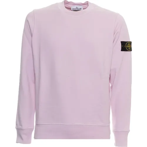 Rosa Rundhals Sweatshirt Herrenmode - Stone Island - Modalova