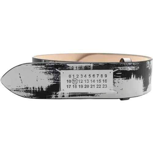Painted Leather Signature TAG Belt , female, Sizes: 70 CM - Maison Margiela - Modalova