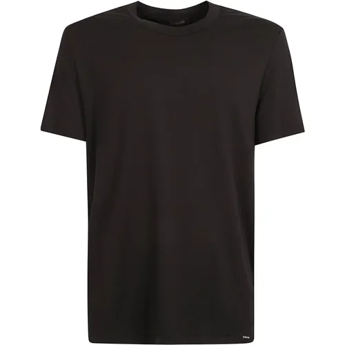 Schwarzes Crewneck T-Shirt , Herren, Größe: XL - Tom Ford - Modalova