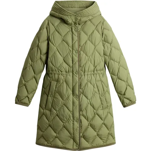 Grüne Diamantgesteppte Daunenjacke , Damen, Größe: XS - Woolrich - Modalova