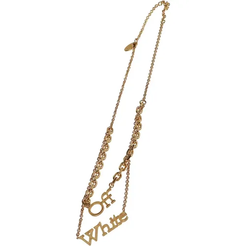 Goldenes Logo-Halskette , Damen, Größe: ONE Size - Off White - Modalova