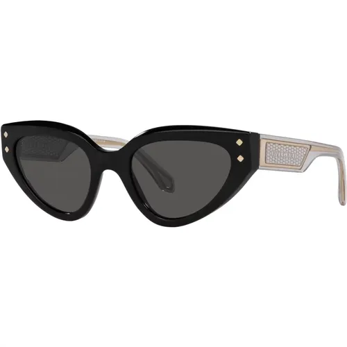 Black/Grey Sunglasses , female, Sizes: 52 MM - Bvlgari - Modalova