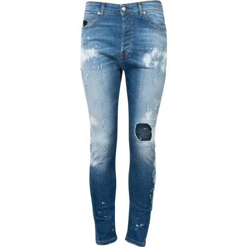 Skinny Fit Jeans mit Distressed-Look , Herren, Größe: W32 - John Richmond - Modalova