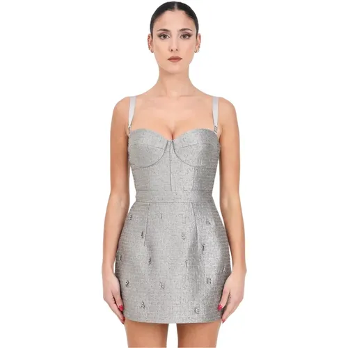 Grey Tweed Lurex Mini Dress , female, Sizes: S, XL, M, L, XS - Elisabetta Franchi - Modalova