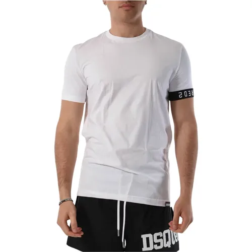 Cotton T-shirt with logo band , male, Sizes: L, S, M - Dsquared2 - Modalova