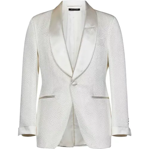 Ivory Honeycomb Viscose Suit , male, Sizes: XL, 2XL, M - Tom Ford - Modalova