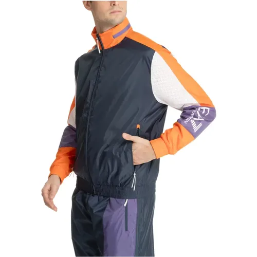Multicolour Zip Jacket with Concealed Hood , male, Sizes: M - Emporio Armani EA7 - Modalova