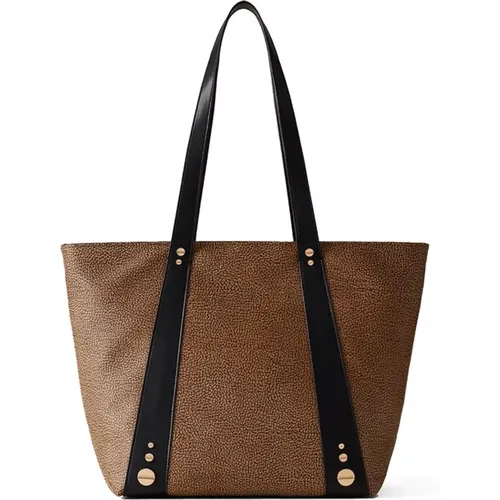 Shopping Bag Natural/Black PVC Leather , female, Sizes: ONE SIZE - Borbonese - Modalova