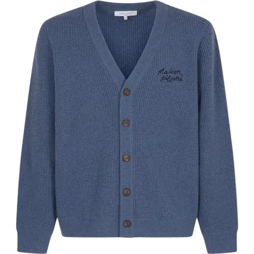 Handgeschriebener Komfort-Cardigan Pullover , Herren, Größe: M - Maison Kitsuné - Modalova