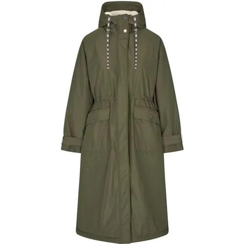 Langer Mantel Parka Dunkelgrün Stilvoll , Damen, Größe: XS - Lollys Laundry - Modalova