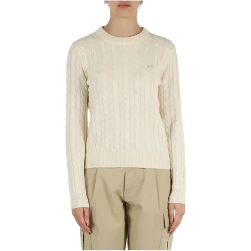 Geflochtener Merino Cashmere Pullover , Damen, Größe: S - Sun68 - Modalova