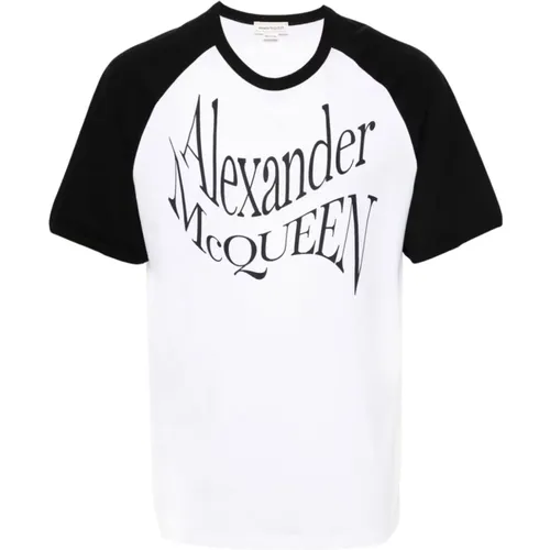 Logo Print Crew Neck T-shirts and Polos , male, Sizes: M - alexander mcqueen - Modalova