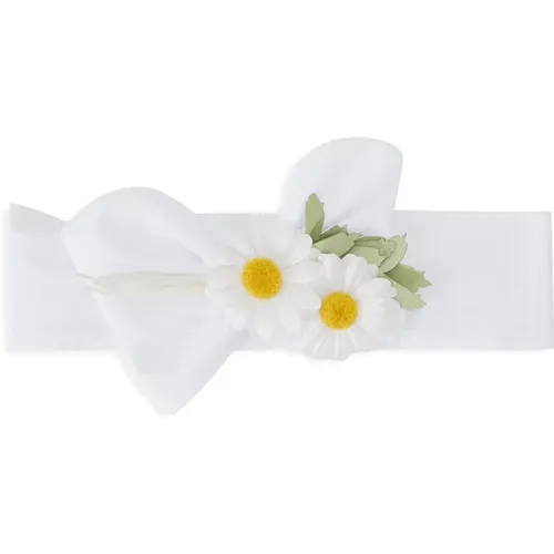 Weißes Blumen Elastisches Haarband - Monnalisa - Modalova